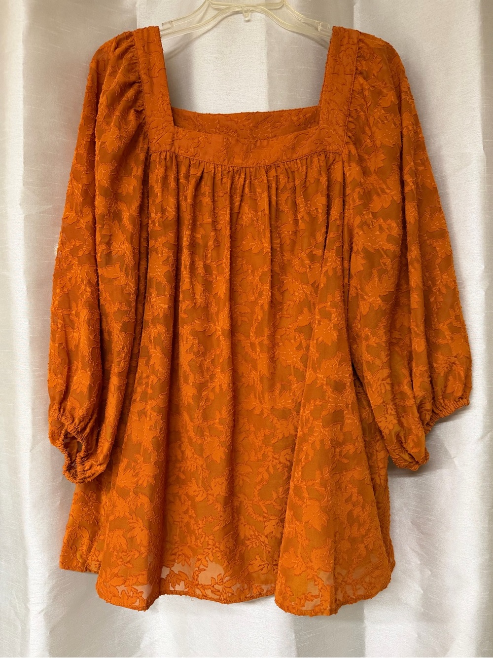 LC Lauren Conrad Orange Floral Lace Peasant Tunic